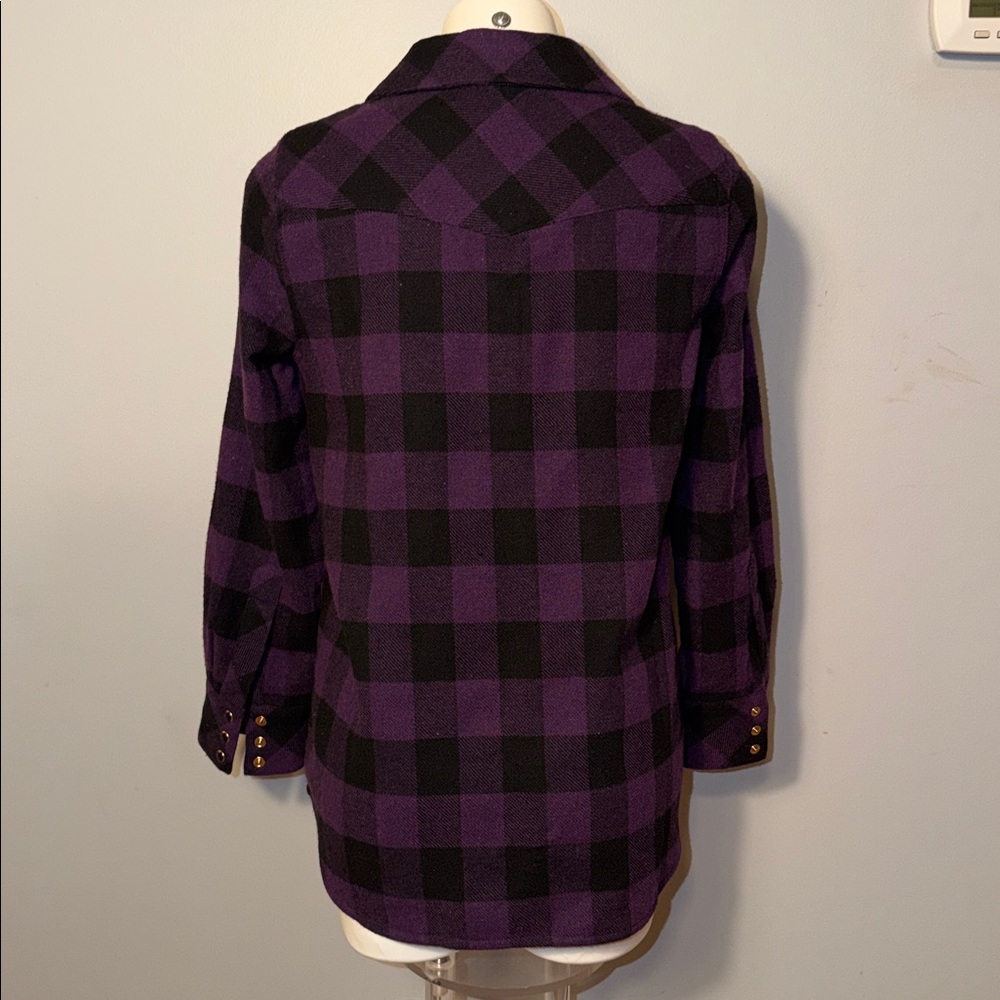 Tuckernuck Aubergine Check Chandler Button Down Flannel Purple Black. Small - Picture 6 of 11